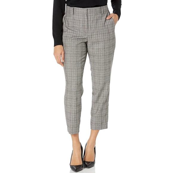 Theory Treeca 2 Deco Portland Plaid Cropped Pants 6 Wool Blend Tailored Trousers - Picture 1 of 14